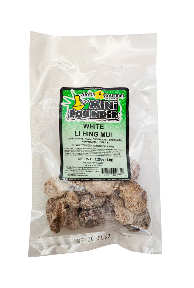 Aloha Gourmet Da Mini Pounder White Li hing Mui 3.25oz (NOT FOR SALE TO CALIFORNIA)