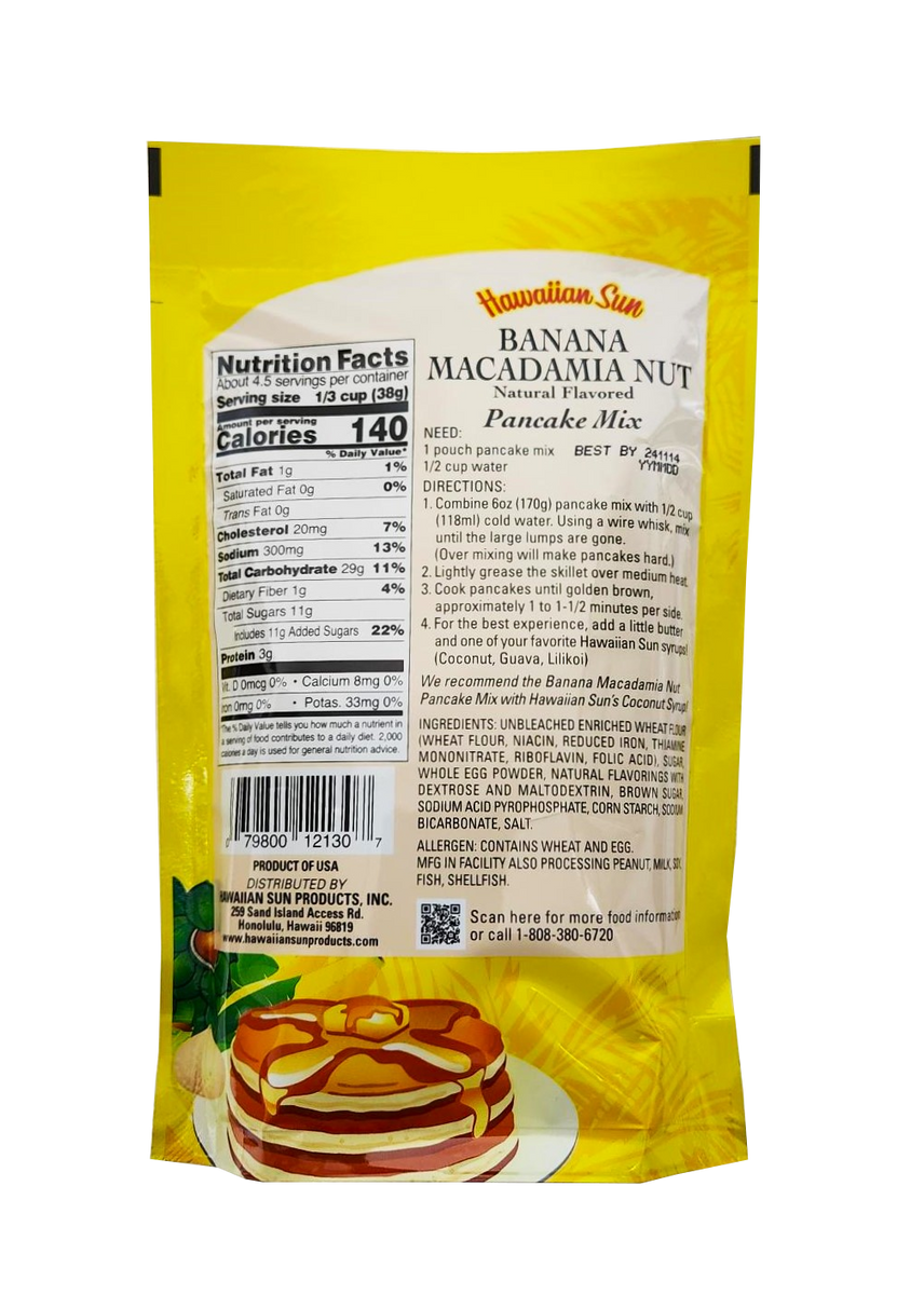 Hawaiian Sun Pancake Mix - Banana Macadamia Nut 6oz– Hawaii Food