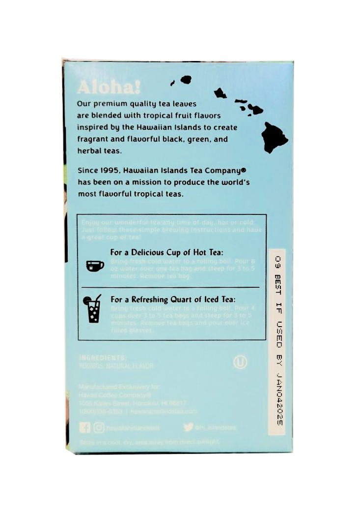 Hawaiian Islands Tea Co. Coconut Macadamia Herbal Tea 20CT/EA 1.41