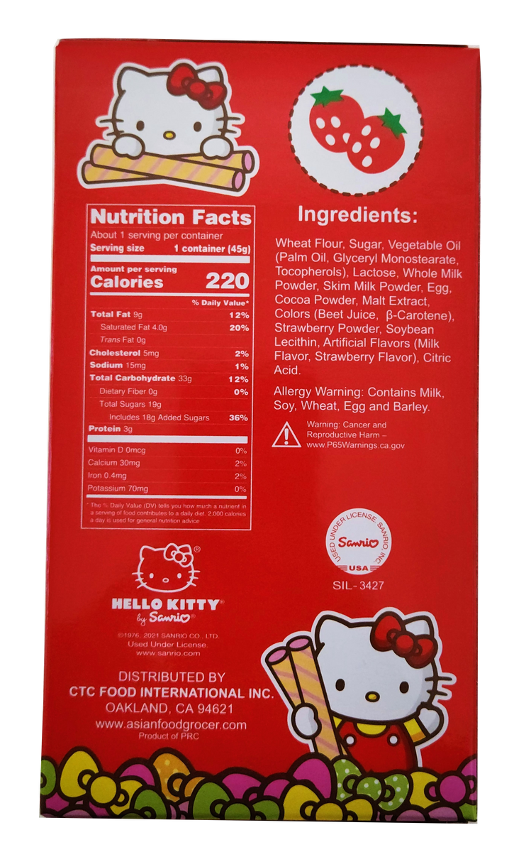 Hello Kitty Wafer Cookies Strawberry Flavor 1.76oz Hawaii Food To You