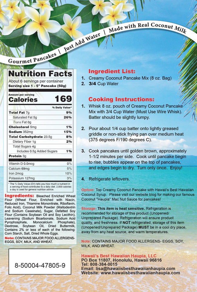 Hawaii's Best Hawaiian Creamy Coconut Pancake Mix 8oz