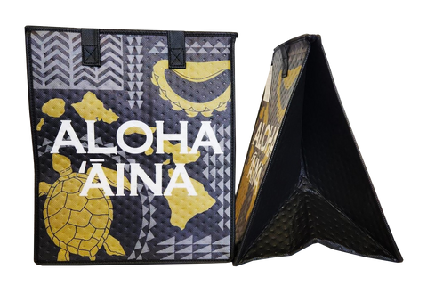 Tropical Paper Garden Hawaiian Hot/Cold Insulated Large Bag - ALOHA AINA BLACK LRG