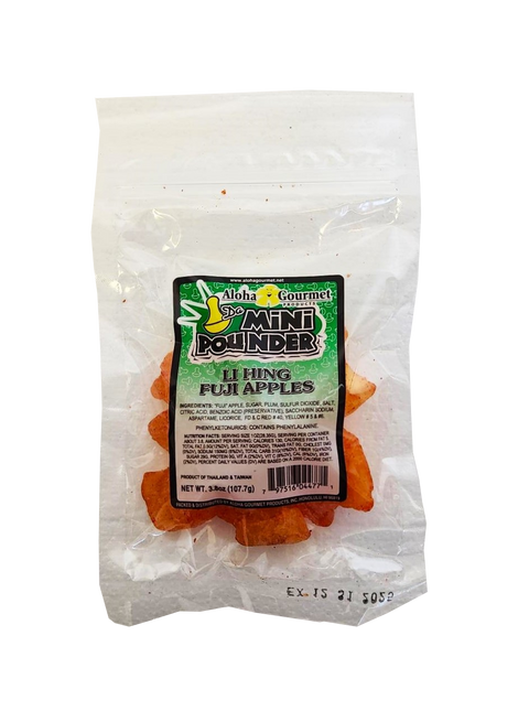 Aloha Gourmet Da Mini Pounder Li Hing Fuji Apples 3.8oz (NOT FOR SALE TO CALIFORNIA)