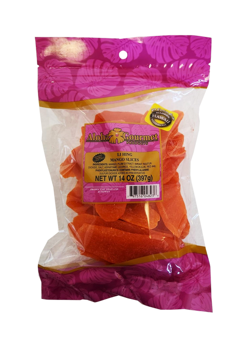 Aloha Gourmet Li Hing Mango Slices 14oz. (NOT FOR SALE TO CALIFORNIA)