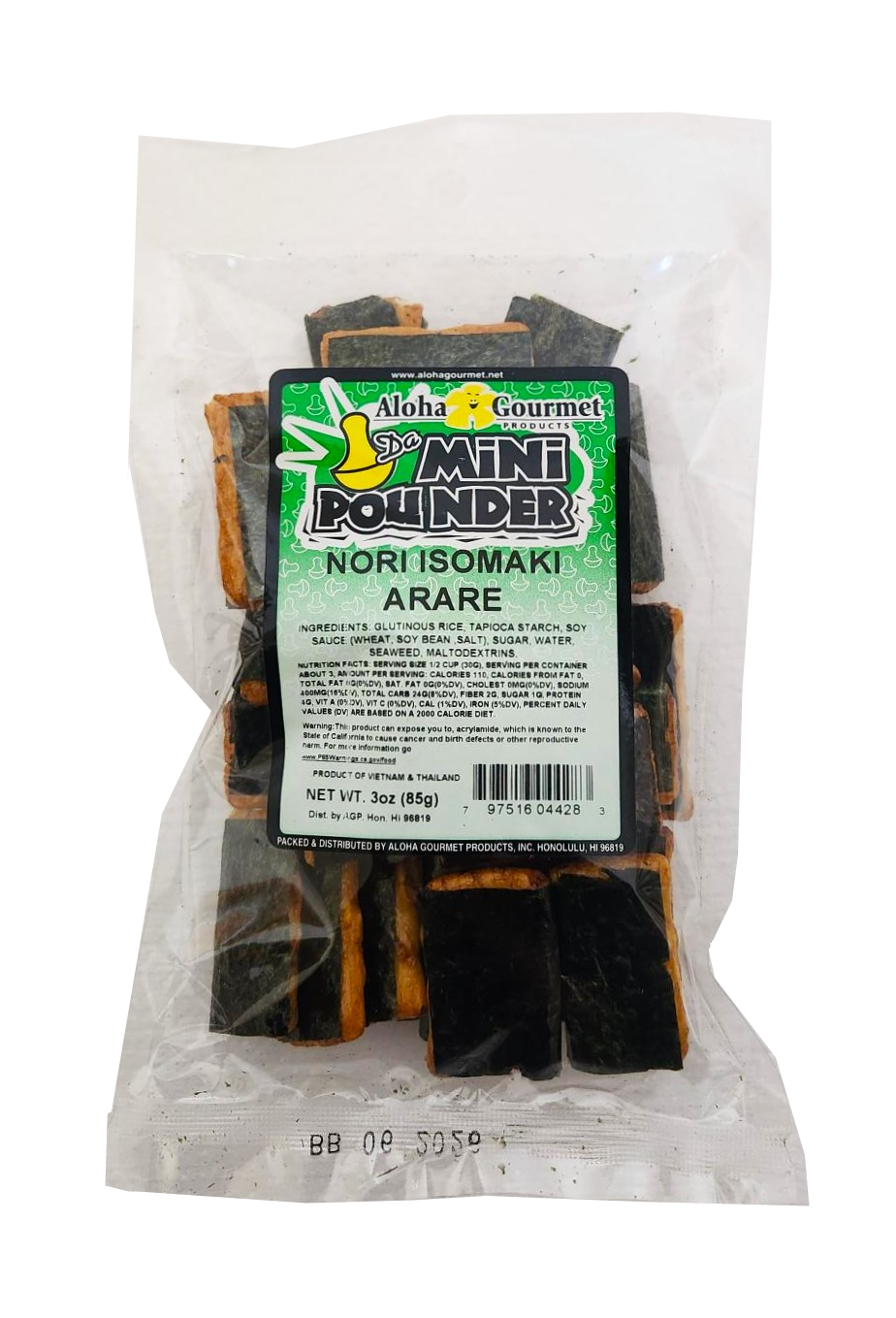 Aloha Gourmet Da Mini Pounder Nori Iso Maki Arare 3oz– Hawaii Food