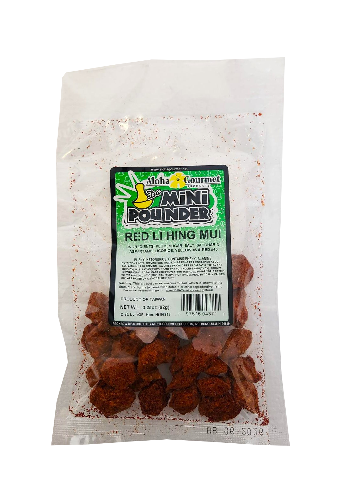 Aloha Gourmet Da Mini Pounder Red Lihing Mui 3.25oz (NOT FOR SALE