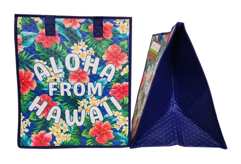 Tropical Paper Garden Hawaiian Hot/Cold Insulated Large Bag - BADGE NAVY LRG