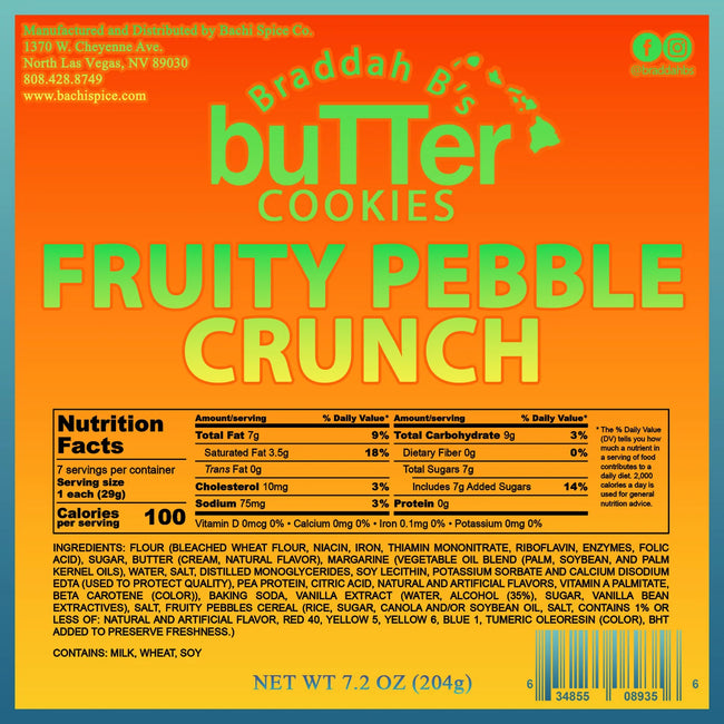 Braddah B's Butter Cookies - Tootie Fruity Crunch 7.2oz.