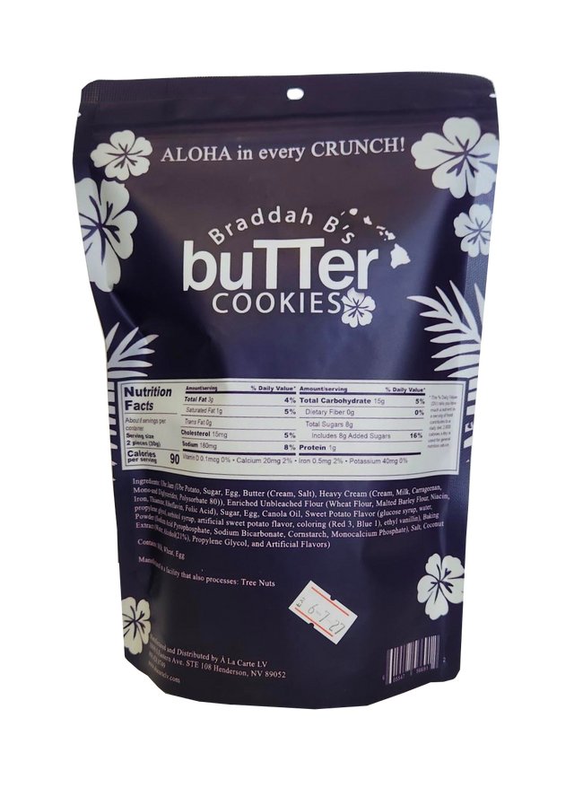 Braddah B's Butter Cookies - Ube Snow Crinkle Cookies 8oz.