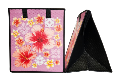 Tropical Paper Garden Hawaiian Hot/Cold Insulated Large Bag - BRANDY PLUM LRG