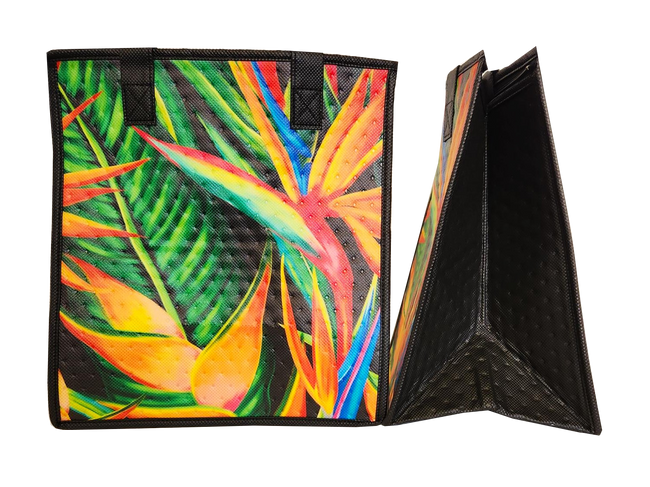 Tropical Paper Garden Hawaiian Hot/Cold Reusable Medium Bag - BRUSHED BLACK MED