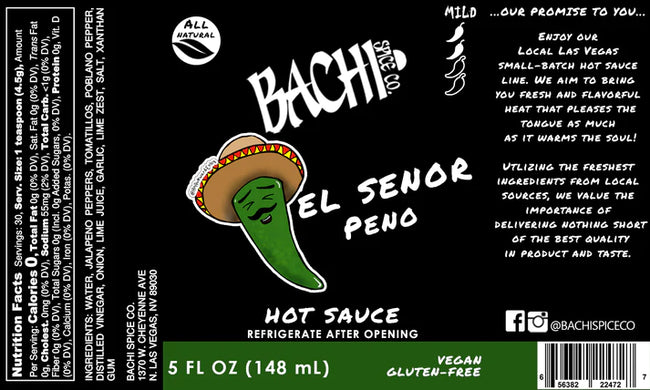Bachi Spice Co. El Senor Peno Hot Sauce 5oz