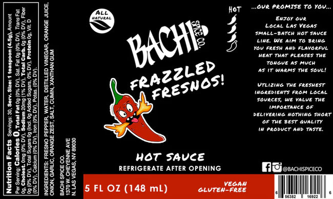 Bachi Spice Co. Frazzled  Fresnos Hot Sauce 5oz