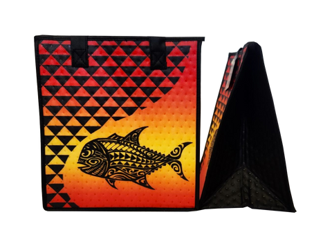 Tropical Paper Garden Hawaiian Hot/Cold Reusable Medium Bag - GO FISH RED