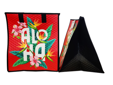 Tropical Paper Garden Hawaiian Hot/Cold Insulated Large Bag - GREETINGS RED LRG