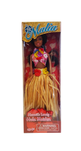 Hawaiian Hula Doll - Malia with Natural Skirt