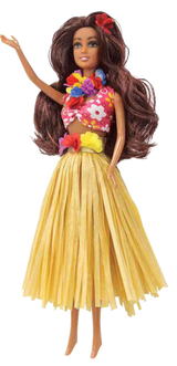 Hawaiian Hula Doll - Malia with Natural Skirt