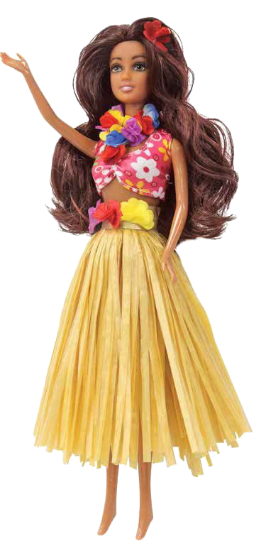 Hawaiian Hula Doll Malia with Natural Skirt