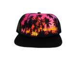 Hawaiian Headwear Foam Photo Sunset Trucker Hat - Black
