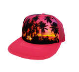 Hawaiian Headwear Foam Photo Sunset Trucker Hat - Pink