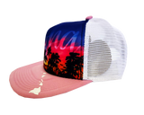 Hawaiian Headwear Front Photo Sunset Foam Trucker Hat - Pink