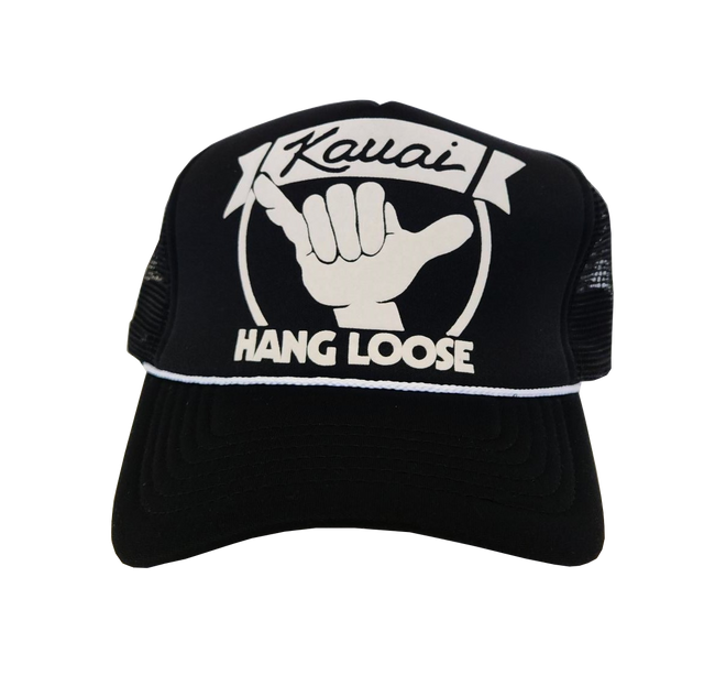 Hawaiian Headwear Hang Loose Kauai Foam Trucker Hat - Black