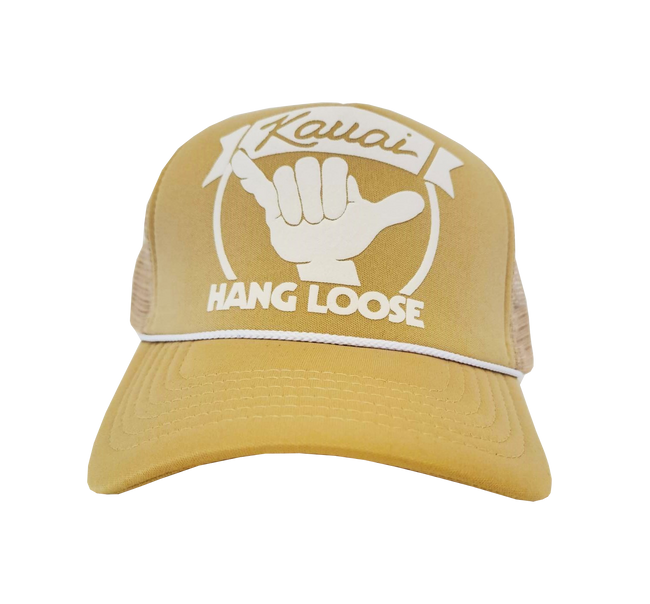 Hawaiian Headwear Hang Loose Kauai Foam Trucker Hat - Tan