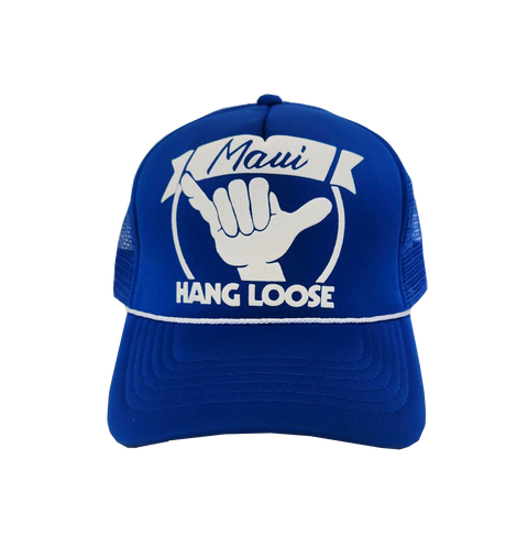 Hawaiian Headwear Hang Loose Maui Foam Trucker Hat - Royal Blue