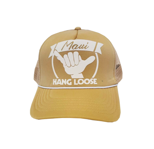 Hawaiian Headwear Hang Loose Maui Foam Trucker Hat - Tan