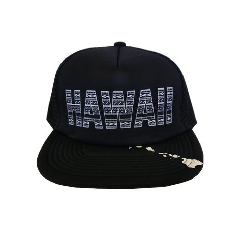 Hawaiian Headwear Tribal Hawaii Foam Trucker Hat - Black