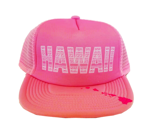 Hawaiian Headwear Tribal Hawaii Foam Trucker Hat - Pink