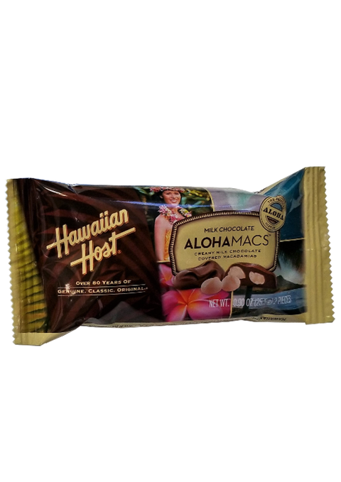 Hawaiian Host Milk Chocolate "ALOHAMACS" Creamy Milk Chocolate Covered Macadamias 2PK .90oz