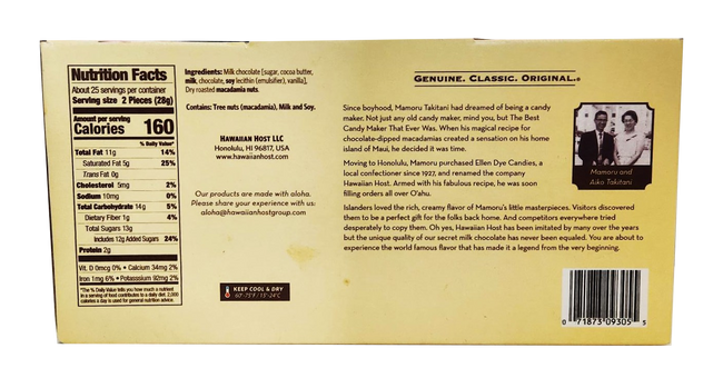 Hawaiian Host Milk Chocolate "ALOHAMACS" Creamy Milk Chocolate Covered Macadamias 5 Pack/5oz