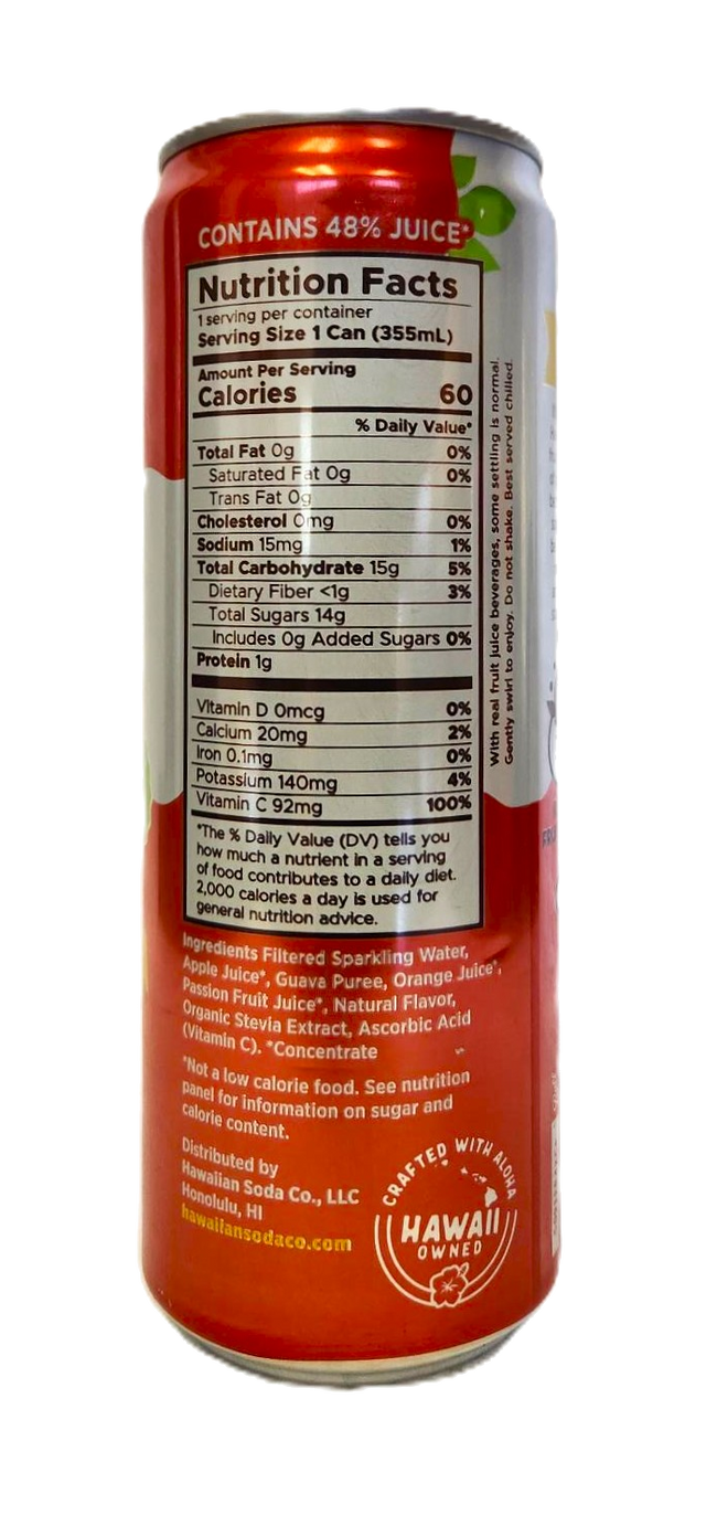 Hawaiian Soda Co. Sparkling Soda 12oz. - Passion Orange Guava
