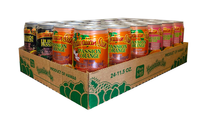 Hawaiian Sun Drink - VARIETY PACK - Passion Orange 11.5 oz, Lilikoi Passion, Pass-O-Guava, and Guava Nectar 11.5 oz (Pack of 6 each flavor) **Limit 2 total cases per purchase transaction**