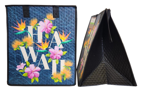 Tropical Paper Garden Hawaiian Hot/Cold Insulated Large Bag - HAWAII BLOOMIN NAVY LRG