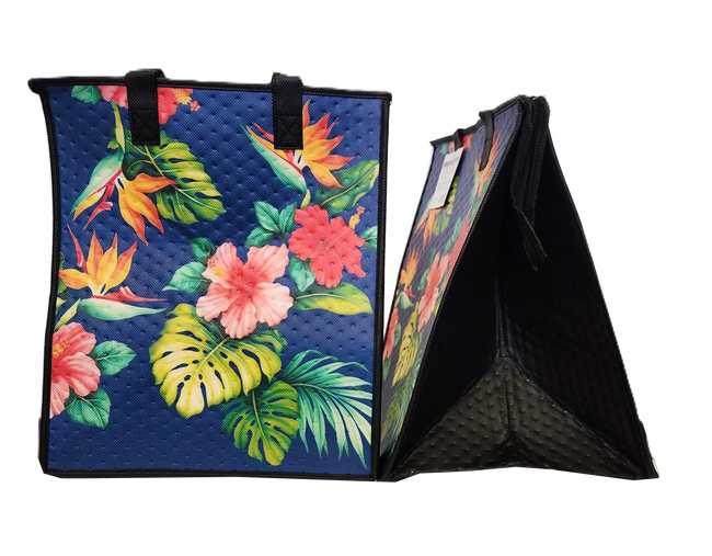 Tropical Paper Garden Hawaiian Hot/Cold Insulated Large Bag - HEIRBLOOM NAVY LRG