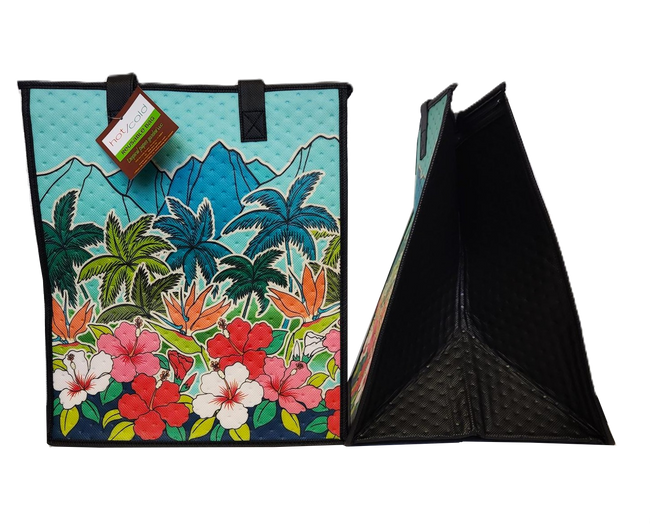 Tropical Paper Garden Hawaiian Hot/Cold Insulated Large Bag - HIBISCUS HORIZON AQUA LRG
