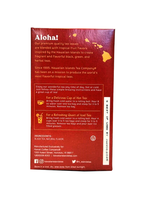 Hawaiian Islands Tea Co. Mango Maui Tropical Flavored Black Tea 20CT/EA 1.41oz