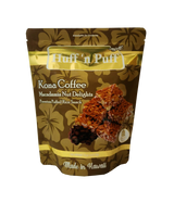 Huff 'N Puff Kona Coffee Macadamia Nut Delights Premium Puffed Rice Snacks 5 oz