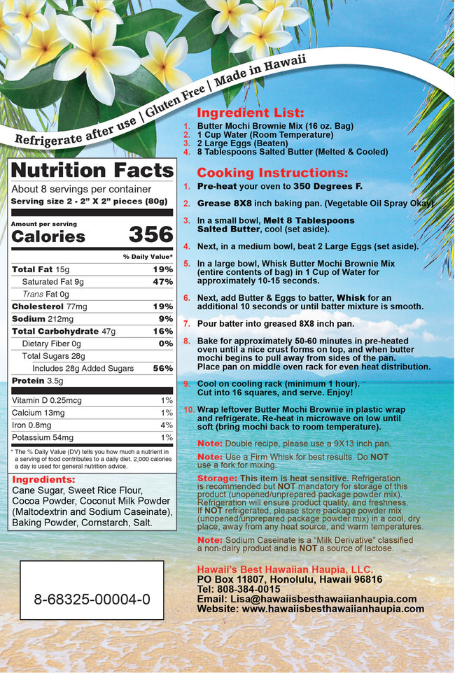 Hawaii's Best Hawaiian Brownie Butter Mochi Mix 16oz
