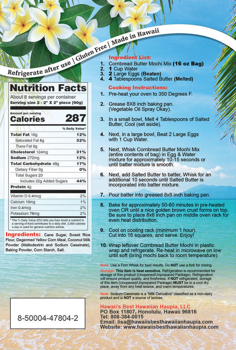 Hawaii's Best Hawaiian Cornbread Butter Mochi Mix 16oz