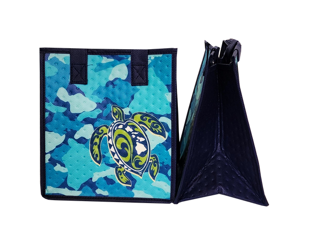 Tropical Paper Garden Hawaiian Hot/Cold Reusable Small Bag - ISLAND CAMO PET BLUE