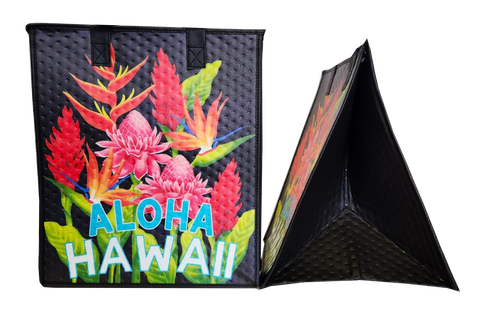 Tropical Paper Garden Hawaiian Hot/Cold Insulated Large Bag - ISLAND ELEGANCE BLACK LRG