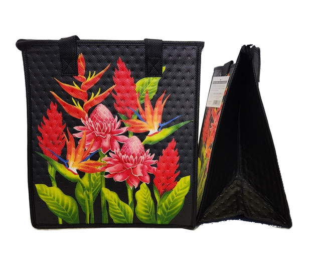 Tropical Paper Garden Hawaiian Hot/Cold Reusable Medium Bag - ISLAND ELEGANCE BLACK MED