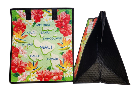 Tropical Paper Garden Hawaiian Hot/Cold Insulated Large Bag - ISLAND FEVER GREEN LRG