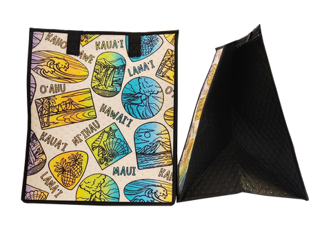 Tropical Paper Garden Hawaiian Hot/Cold Insulated Large Bag - ITINERARY RAINBOW LRG
