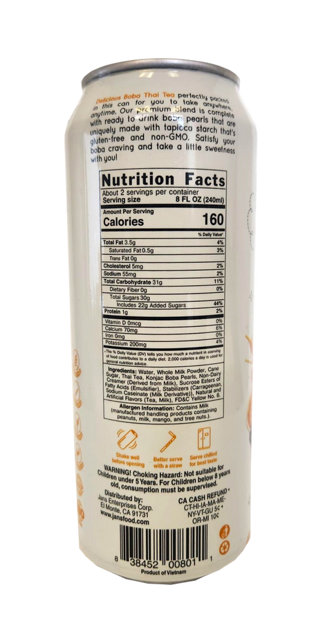 JANS Boba Thai Tea  16.56 oz