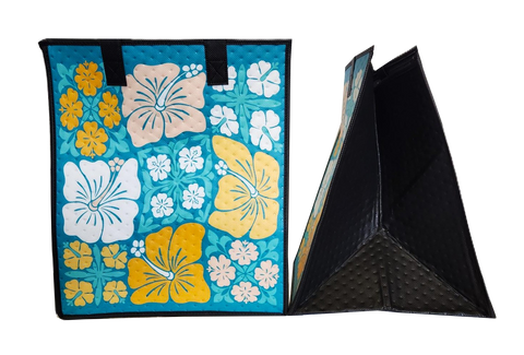 Tropical Paper Garden Hawaiian Hot/Cold Insulated Large Bag - JIGSAW AQUA LRG