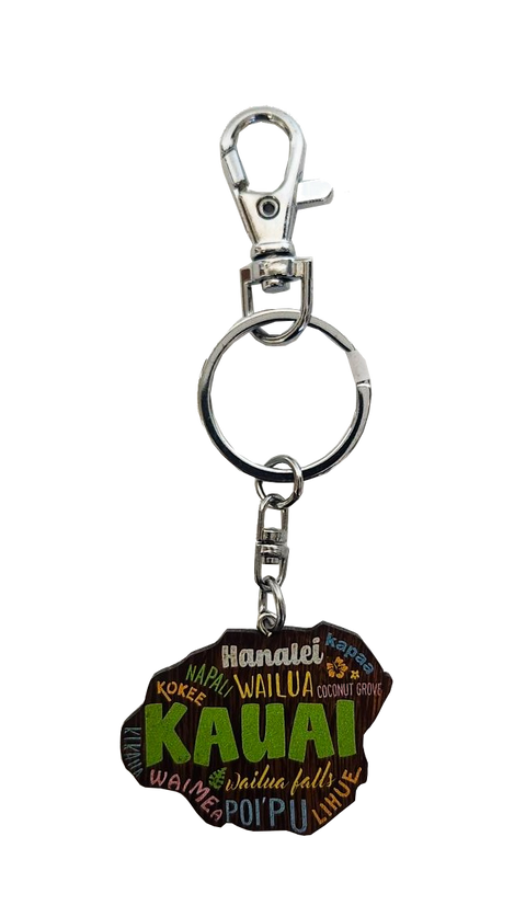 Keychain - Painted Island Wood Kauai